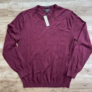 J CREW Slim washable merino wool crewneck sweater Item AD607 Burgundy Size M NEW